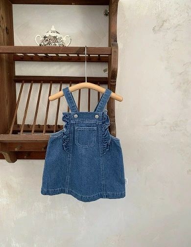 韓国風子供服 ベビー服 キッズ キャミソール デニムワンピース 80cm-110cm