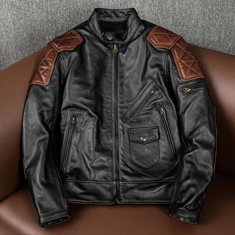 秋冬 Ｓ～5XL 革ジャン 切り替えライダースジャケット 牛革 高級 本革 上品