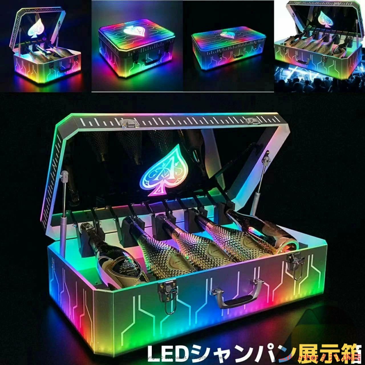 楽天市場】LED発光酒棚 シャンパン展示箱 アクリル酒箱 カラフルな光る