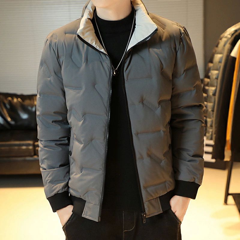 大きいサイズ 春服 秋服 通勤着 冬ジャケット 40代 30代 20代 男性着 暖かい 詰襟 中綿コート 両面着可能 英語 メンズ おしゃれ