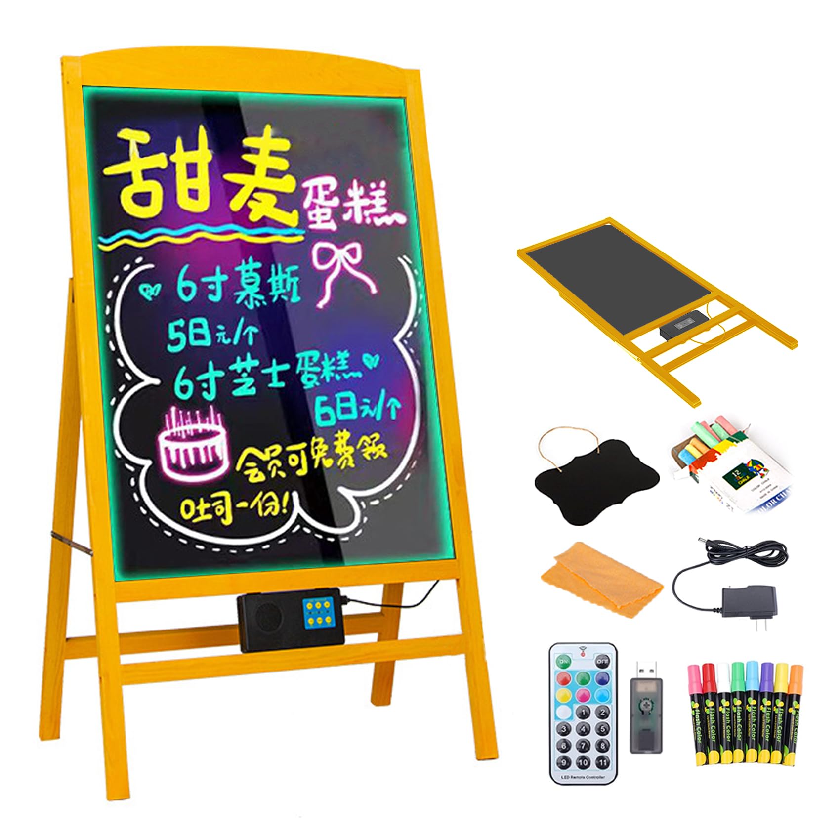 雷公電子掲示板 呼びもの led 語音役立つこと付き添い人 墨付き 木製 申し受ける式 折りたたみ 立て呼びもの A型 照明ランプ 7色 8色目じるし付 デジタルサイネー インテリア・寝具・収納-その他