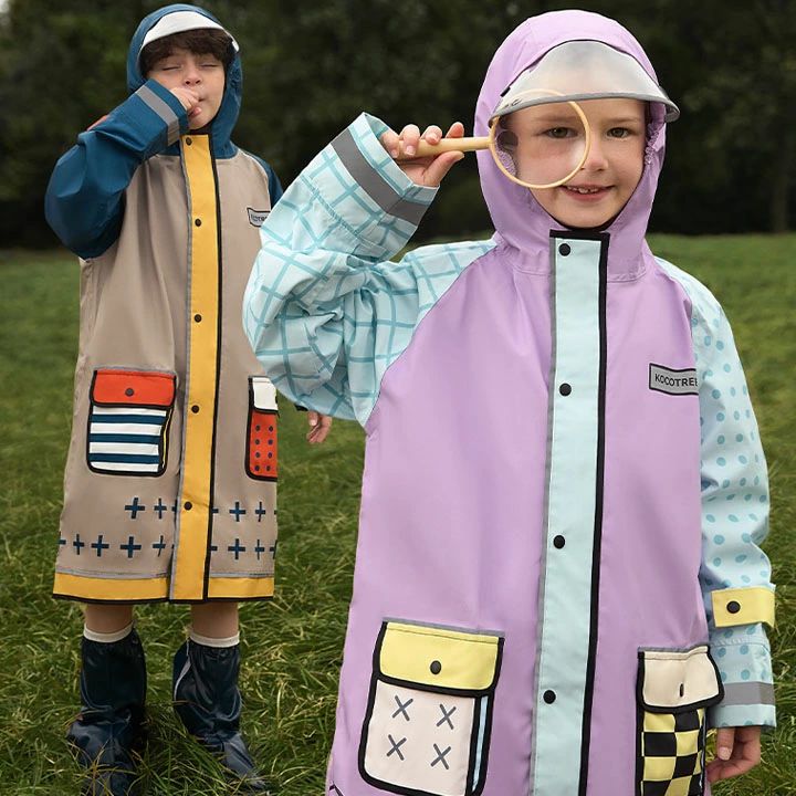 キッズ 女の子 男の子 おしゃれ 通学 S-XL ブルー ピンク イエロー パープル レインウェア 防水 撥水 耐水 梅雨 送料無料 高校生