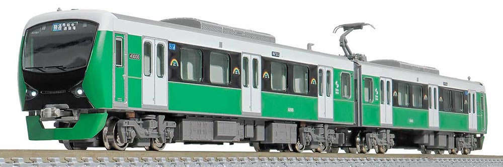 静岡鉄道A3000形（ナチュラルグリーン 新ロゴ）2両編成セット（動力付き） 【グリーンマックス・31849】 「鉄道模型 Nゲージ グリーンマックス」