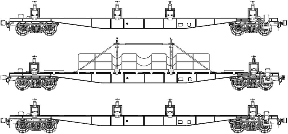 チキ5500 50mレール積載具付3両セット チキ塗装:黒<br>【トラムウェイ・TW-CK5500E】<br>「鉄道模型 HOゲージ トラムウェイ」