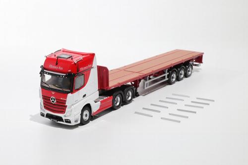 1/64 Mercedes-Benz ACTROS ギガスペース 6x2 セミトラクター ＆ スケーラブルトレーラー（左ハンドル） レッド/ホワイト
