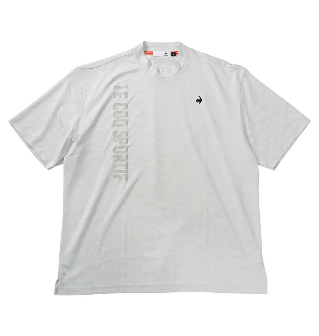 LE COQ SPORTIF GOLF 大きいサイズ メンズ チェックジャガード半袖モックネックシャツ グレー 3L 4L 5L 6L｜大きいサイズのメンズ服 ミッド
