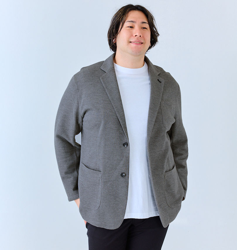 Mc.S.P 大きいサイズ メンズ 裏ボーダーカットジャケット ギフト 誕生日 クリスマス グレー 3L 4L 5L 6L 7L 8L｜大きいサイズのメンズ服 ミッド
