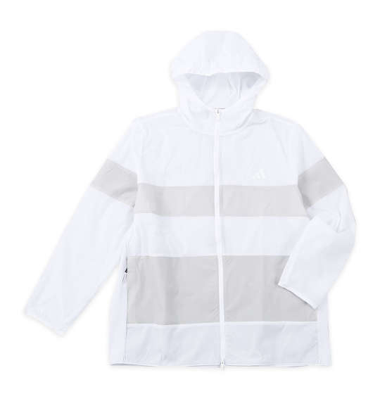 adidas golf 大きいサイズ メンズ バックポケット付軽量撥水フルジップフーディー ホワイト 4XL 5XL｜大きいサイズのメンズ服 ミッド