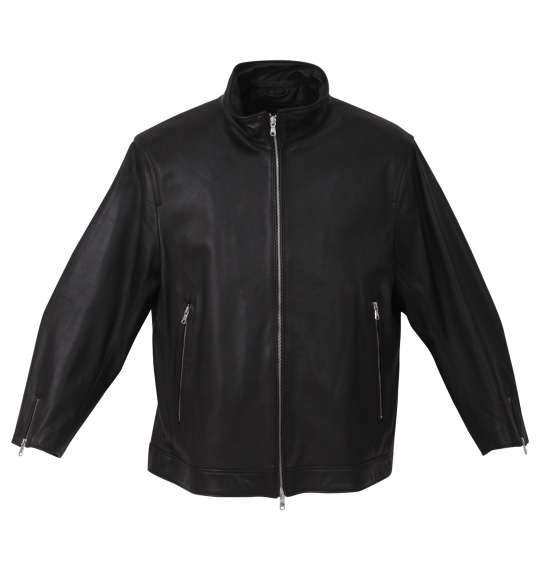 大きいサイズ メンズ スタンドカラーレザーブルゾン TETE HOMME ブラック 3L 4L 5L 6L｜大きいサイズのメンズ服 ミッド