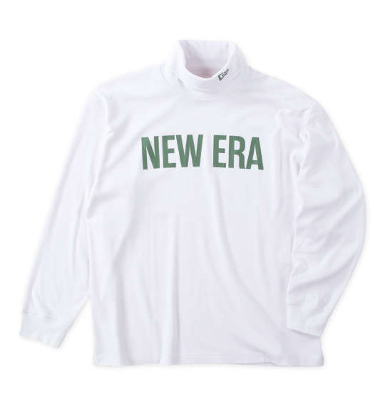 NEW ERA ニューエラ 大きいサイズ メンズ ストレートロゴタートルネック長袖Tシャツ ギフト 誕生日 クリスマス オフホワイト 3L 4L 5L 6L｜大きいサイズのメンズ服 ミッド