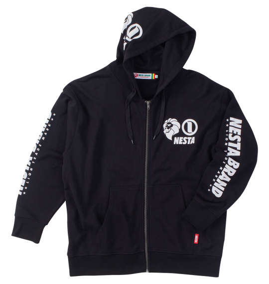 大きいサイズ メンズ 裏毛フルジップパーカー NESTA BRAND ブラック 3L 4L 5L 6L 8L|大きいサイズのメンズ服 ミッド