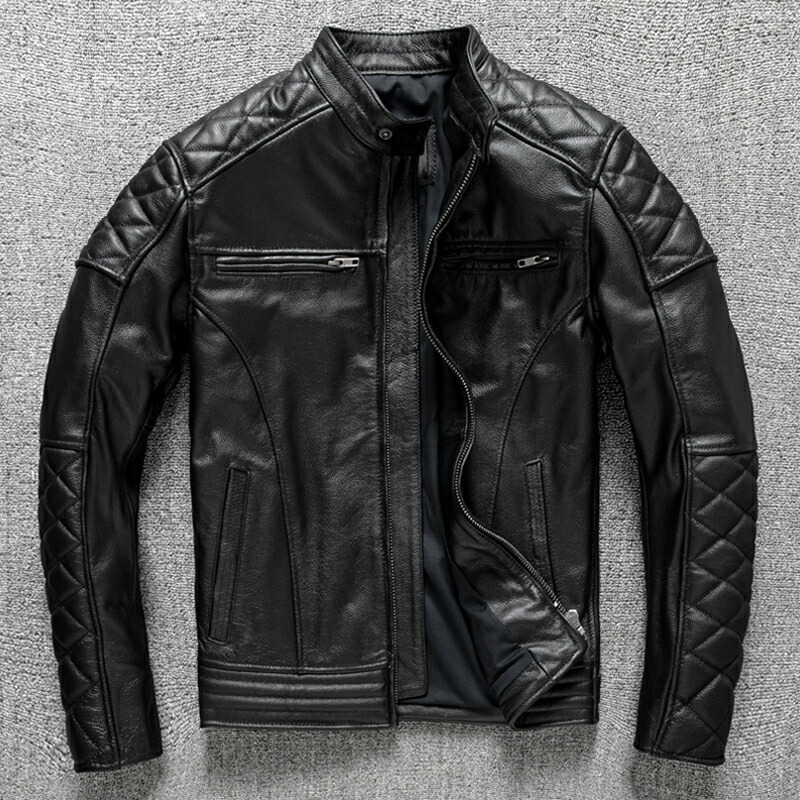 レザージャケット メンズ ハレージャケット　バイクジャケット　高級　牛革　本革　革ジャン S～5XL　黒｜midori1020