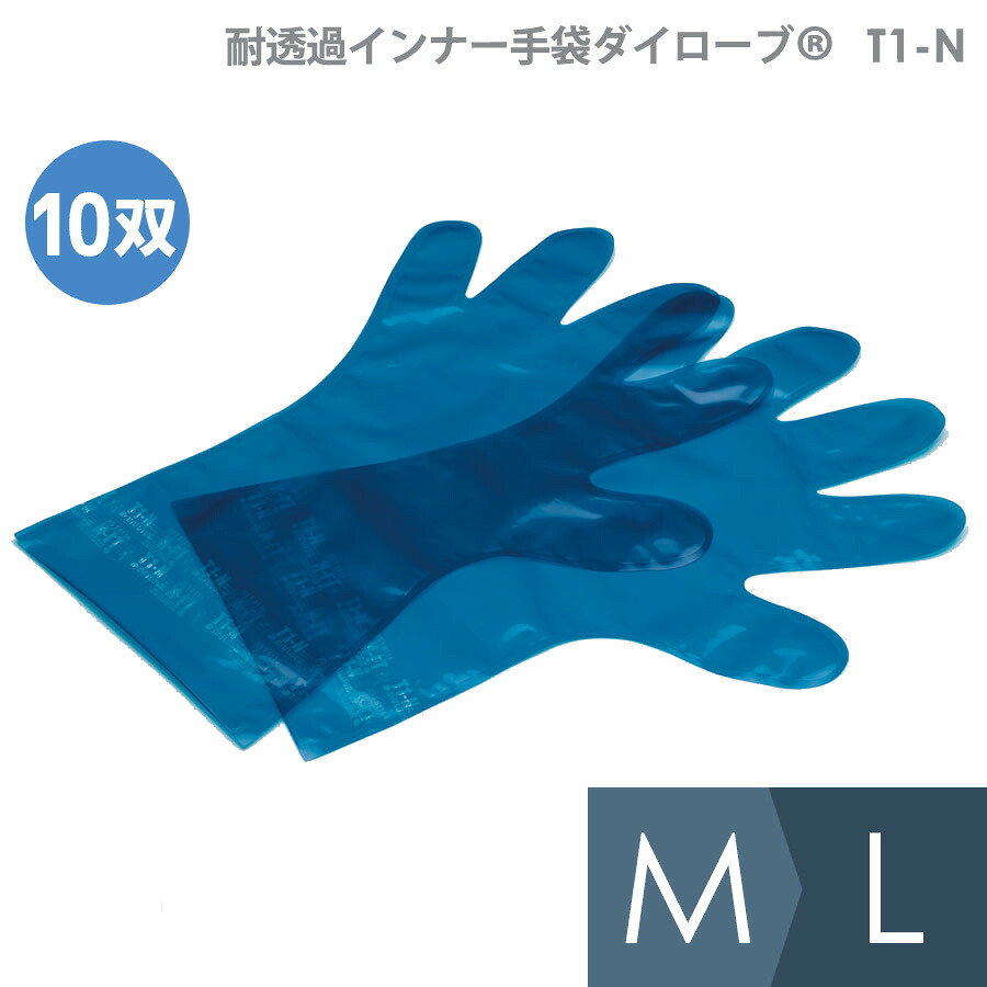 ダイヤゴム 耐溶剤用手袋 ダイローブ(R) T1-N M・L 10枚入