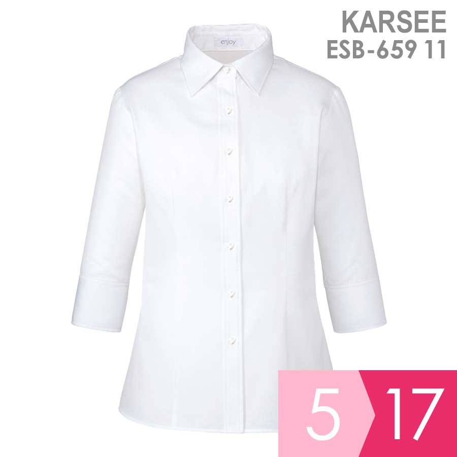 カーシー KARSEE 事務服 シャツブラウス 七分袖 ESB-659 11 ホワイト 5～17号