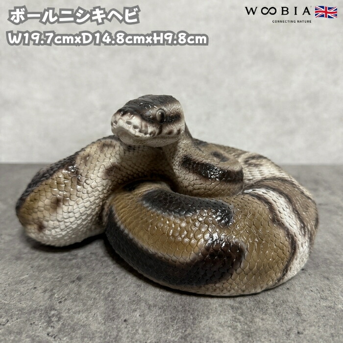 蛇の置物 ボールニシキヘビ 高さ9.8cm woobia ウービア 大きい かわいい おしゃれ ガーデン インテリア オブジェ 可愛い プレゼント 北欧 玄関 雑貨 動物 モダン 面白い 庭 ギフト 屋外 家 リアル 玄関先 ガーデンオーナメント