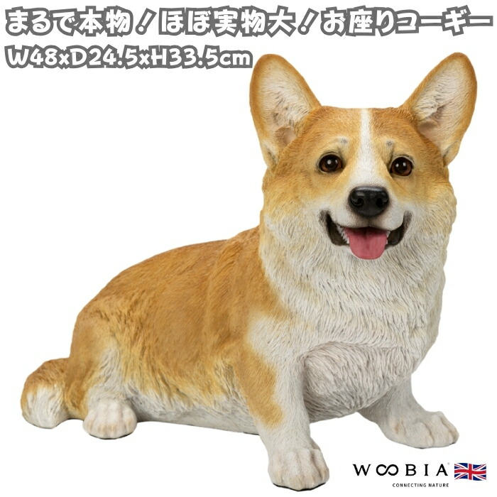 犬 置物 大きい お座りコーギー 大 体長48cm woobia ウービア 大型 かわいい おしゃれ ガーデン インテリア オブジェ 巨大 可愛い プレゼント 北欧 玄関 雑貨 動物 モダン 面白い 庭 ギフト 屋外 家 リアル 玄関先 ガーデンオーナメント