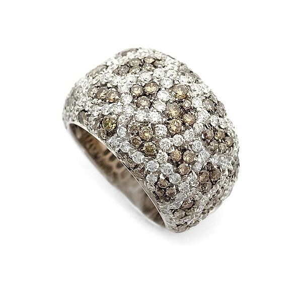 【緑屋質屋】ポンテヴェキオ パヴェダイヤ リング ダイヤ・ブラウンダイヤ 2.70ct K18WG【中古】｜質　緑屋 269,100円