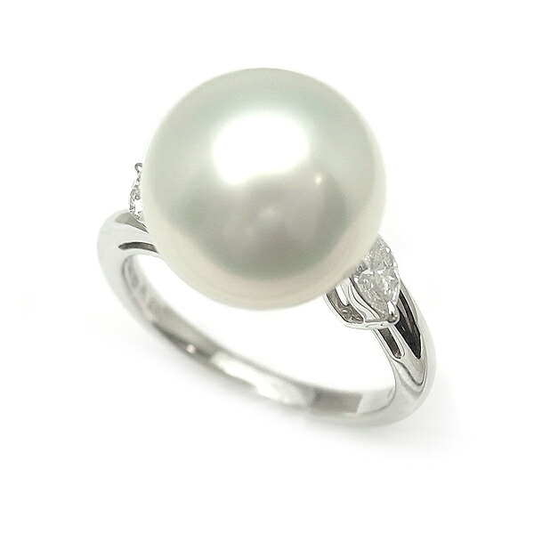 【緑屋質屋】ミキモト 南洋パール リング ダイヤ入り 11.8mm 0.28ct Pt950【中古】｜質　緑屋
