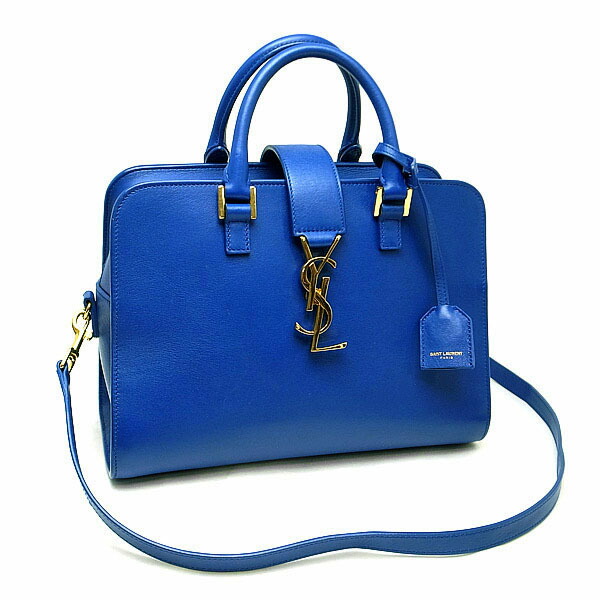 【緑屋質屋】サンローラン パリ SAINT LAURENT PARIS(イヴサンローラン) 372087 2WAYバッグ ベイビー カバス レザー/ブルー【中古】