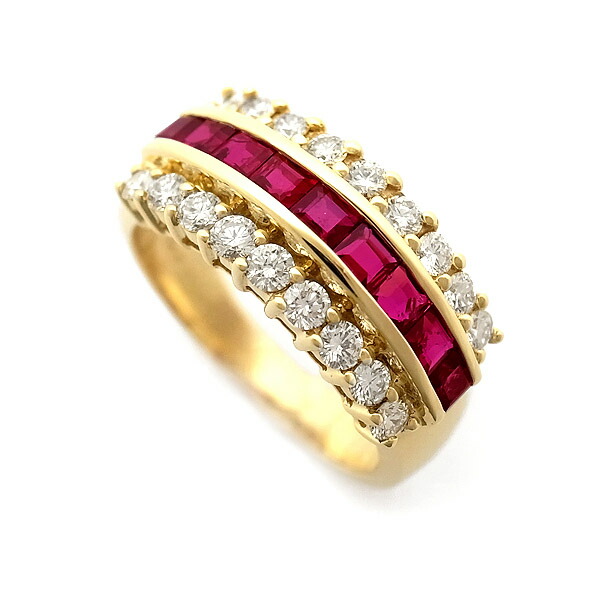 楽天市場】【緑屋質屋】ミキモト ルビー・ダイヤリング K18YG【中古