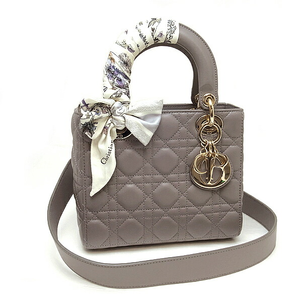 【緑屋質屋】ディオール レディディオール My ABCDior バッグ スモール グレー M0538OCEA ミッツァ スカーフ付き【中古】