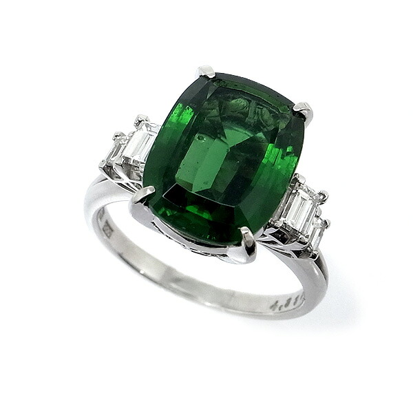 【緑屋質屋】ミキモト クロムトルマリン・ダイヤ リング 4.88ct Pt900【中古】