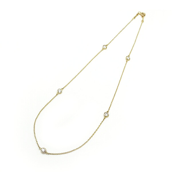 【緑屋質屋】ティファニー バイザヤード ネックレス 5Pダイヤ 0.90ct 60086856 K18YG【中古】｜質　緑屋