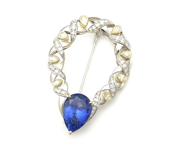 【緑屋質屋】ミキモト タンザナイト・ダイヤブローチ 7.25ct K18YG/WG【中古】|質 緑屋