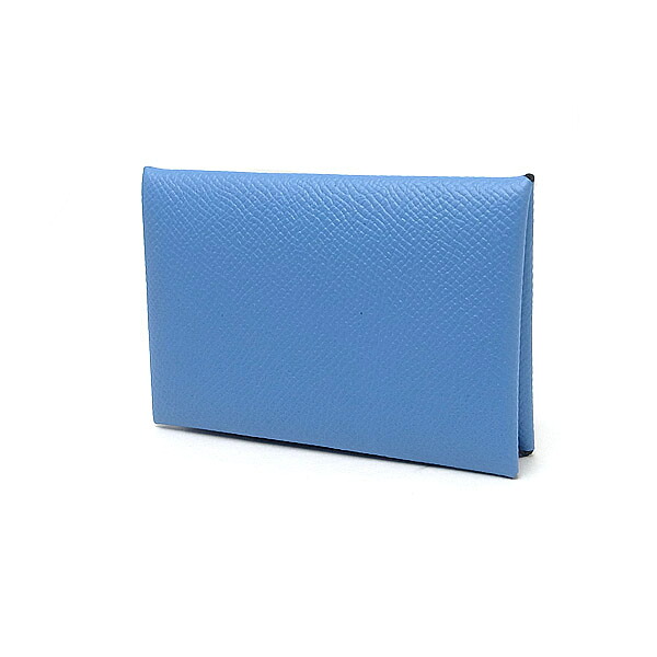 【緑屋質屋】エルメス カードケース カルヴィ 美品 ヴォーエプソン/ブルーパラダイス【中古】|質 緑屋