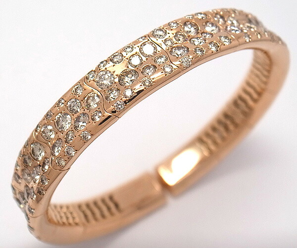 【緑屋質屋】柏圭(カシケイ) メランジェ ブラウンダイヤバングル 9.50ct K18PG 定価300万円【中古】|質 緑屋