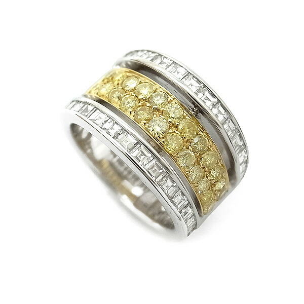 【緑屋質屋】ピキョッティ(PICCHIOTTI) イエローダイヤ・ダイヤモンド リング 0.94ct・1.75ct K18WG/YG【中古】|質 緑屋