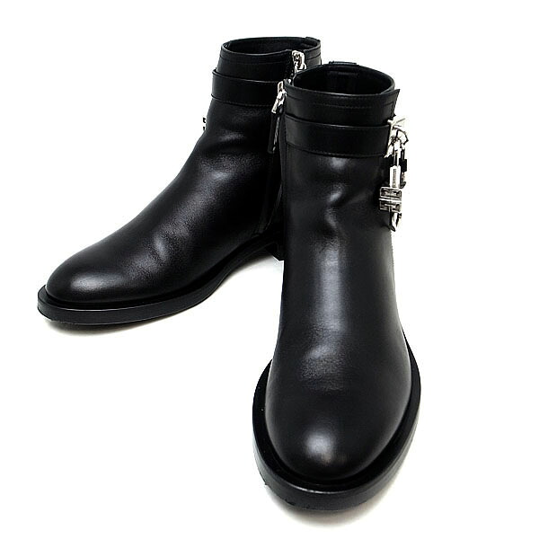 【緑屋質屋】ジバンシー パドロック付き レザー ショートブーツ #38 レザー/ブラック BE602PE0YP-001【中古】｜質　緑屋