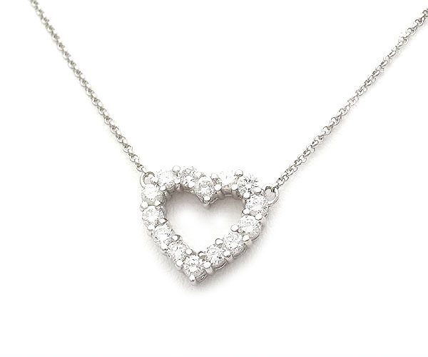 【緑屋質屋】特選ジュエリー ダイヤモンドハートネックレス 0.50ct Pt850【中古】|質 緑屋