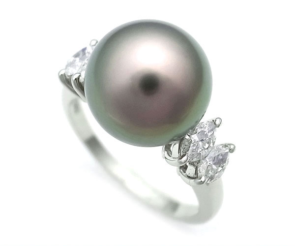 【緑屋質屋】ミキモト ブラックパール・ダイヤリング 10.6mm Pt950【中古】|質 緑屋