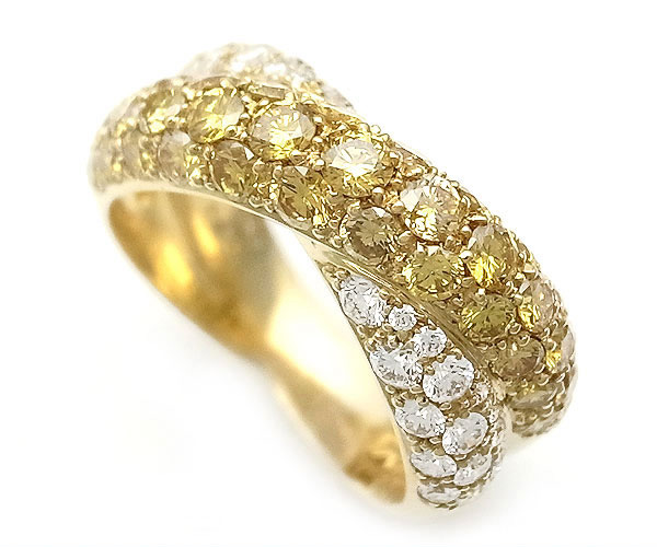 【緑屋質屋】ギメル(gimel) パヴェダイヤモンドリング 1.697ct 0.613ct K18YG【中古】|質 緑屋