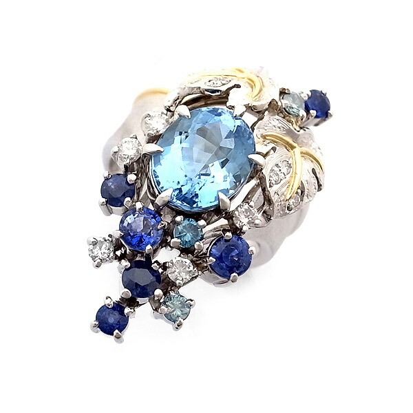 専用【極美品】■リング12.5-13　K18 Pt900 サファイアダイヤモンド Pt900×サファイア×ダイヤモンドリング S5.03ct MD0.95ct の買取