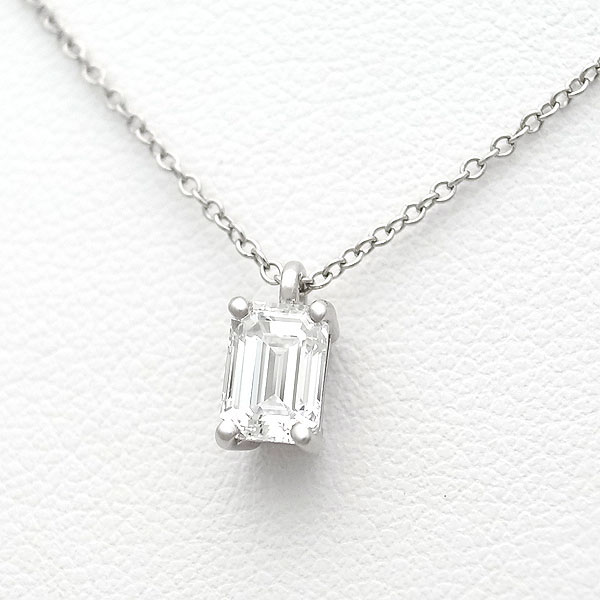 楽天市場 緑屋質屋 ティファニー ソリティアダイヤネックレス エメラルドカット 0 73ct E Vvs1 Pt950 中古 質 緑屋