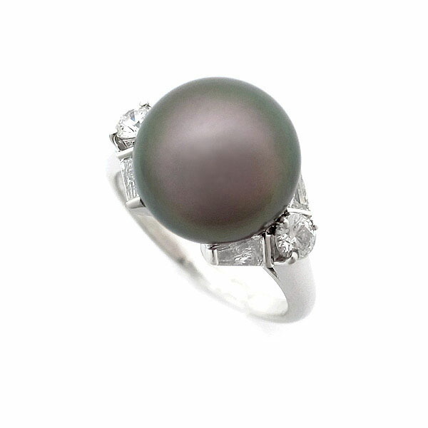 【緑屋質屋】ミキモト 南洋ブラックパール・ダイヤ リング 11.2mm 0.60ct Pt950【中古】