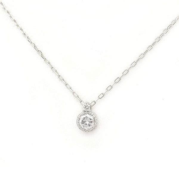 【緑屋質屋】特選ジュエリー ダイヤモンド ネックレス 0.10ct K18WG【中古】