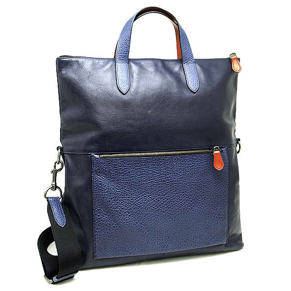 【緑屋質屋】コーチ 57777 2WAY トート バッグ ネイビーxブラウン(オレンジ系)【中古】 18,104円