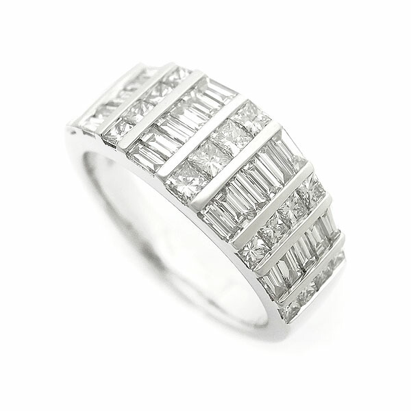緑屋質屋 特選ジュエリー ダイヤモンド リング バケット プリンセスカット 1 54ct K18wg 中古 Mozago Com