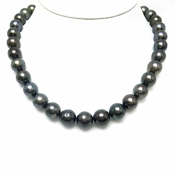 【緑屋質屋】特選ジュエリー 南洋ブラックパール ネックレス 11.0mm～13.0mm SV925クラスプ【中古】