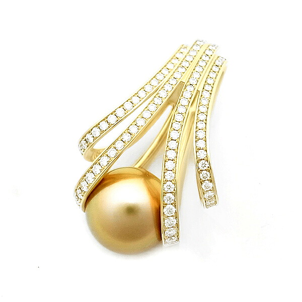 【緑屋質屋】ミキモト ゴールデンパール ペンダントヘッド 11.5mm ダイヤ0.74ct A World of Creativity K18YG【中古】｜質　緑屋 291,600円
