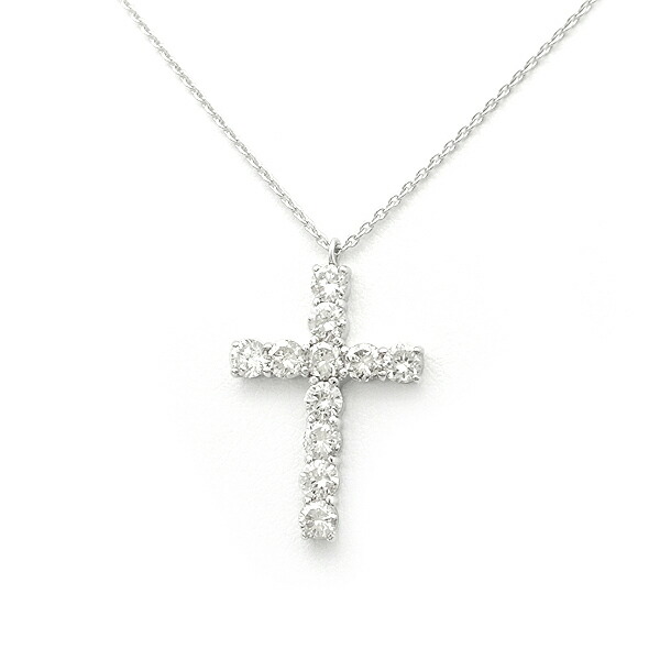 【緑屋質屋】ヴァンドーム青山 ダイヤ クロス ネックレス 0.85ct Pt900/850【中古】