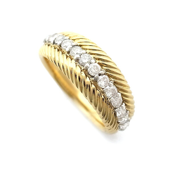 【緑屋質屋】特選ジュエリー ダイヤモンド リング 0.50ct K18YG/Pt900【中古】
