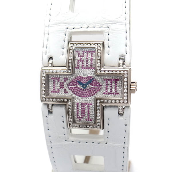 【緑屋質屋】ロジェデュブイ(ROGER DUBUIS) FollowMe(フォローミー) ダイヤ/ピンクサファイア 888本限定 K18WG【中古】｜質　緑屋 672,000円