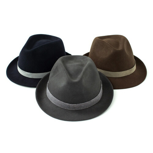 数量は多 ウール100 のフェルト素材が目を引く中折れ帽 Wool Felt Fedora 3color Grey Navy Brown Ah1733 ユニフォームデザイナー専門ブランド A Mont 飲食店 ホテル サービスユニフォーム 制服 接客 厨房 コックコート エプロンなどの専門店です