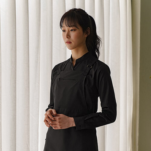 長袖シャツBlackー☆notchneckwrinkle-freestretchshirts#AS1925black☆ユニフォームデザイナー専門ブランドa.mont☆飲食店・ホテル・サービスユニフォーム(制服)接客・厨房・コックコート・エプロンなどの専門店です♪☆a-montシャツ