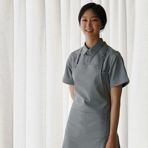 機能性素材の長所を最大限シェフエプロン☆Colmar wrinkle-free neck strap apron (Mint) #AA1962☆ユニフォームデザイナー専門ブランド a.mont☆飲食店・ホテル・サービスユニフォーム（制服）接客・厨房・コックコート・エプロンなどの専門店です♪ ☆a-mont画像