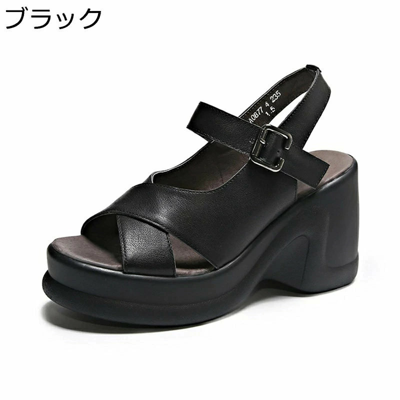 厚底サンダル サンダル レディース ウェッジソール 厚底 軽い 歩きやすい 美脚 高反発 オープントゥ やわらか 身長アップ 外履き 旅行 休暇 海辺 散歩 結婚式 おしゃれ カジュアル 夏用